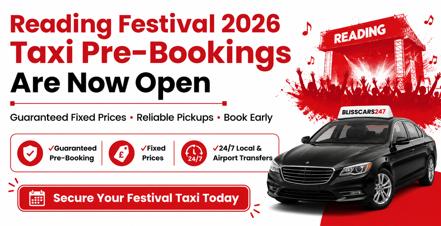 Reading Festival 2026 Taxi Pre-Bookings
